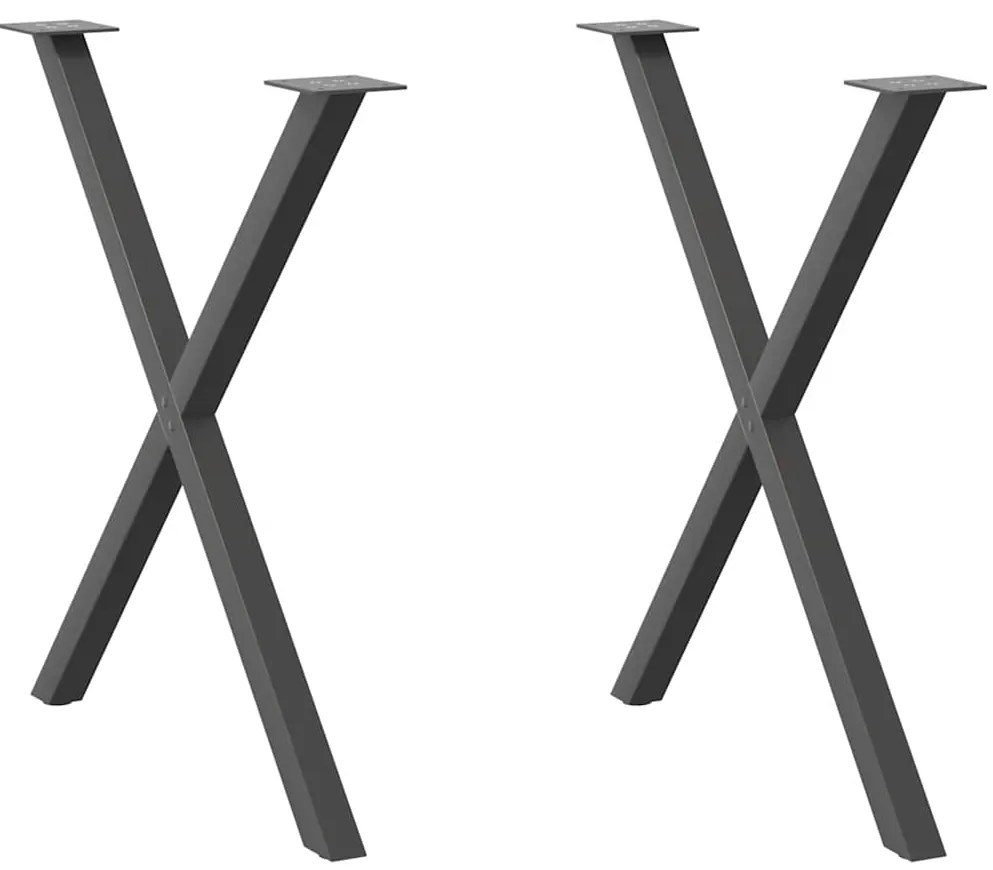 4012922 vidaXL Крака за трапезна маса, X-образни, 2 бр., антрацит, 80x(72-73) см, стомана