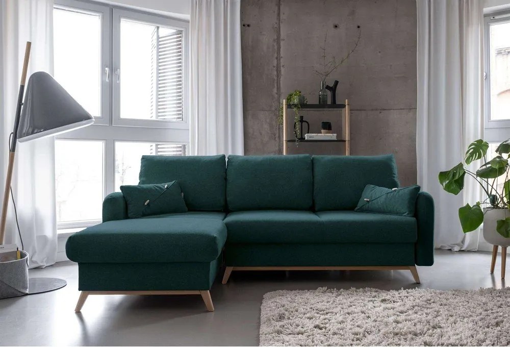 Тюркоазен ъглов разтегателен диван, ляв ъгъл Scandic Lagom - Miuform