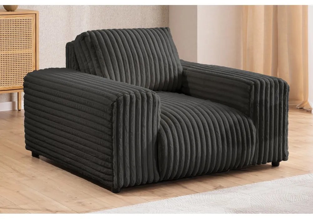 Тъмносиво кресло от рипсено кадифе Justin – Ropez