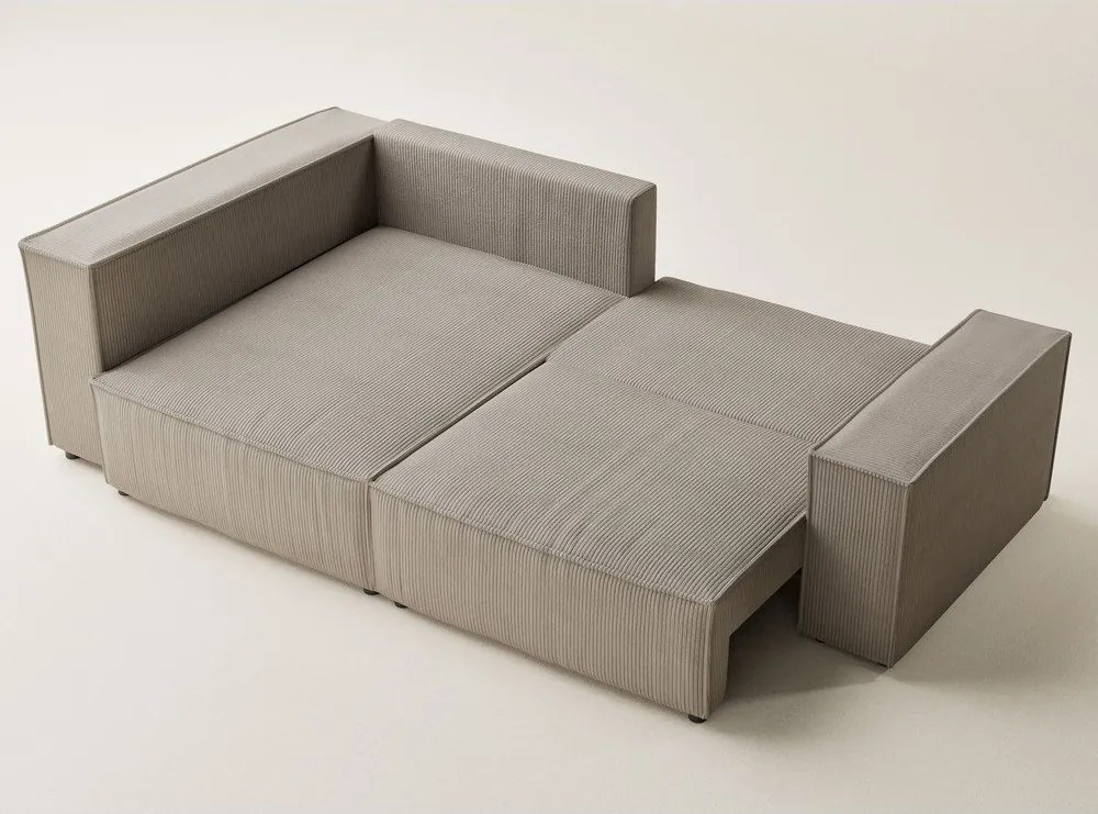 Бежов сгъваем/с място за съхранение ъглов диван от рипсено кадифе (ляв ъгъл/L форма) Tonga – Maison de Rêve