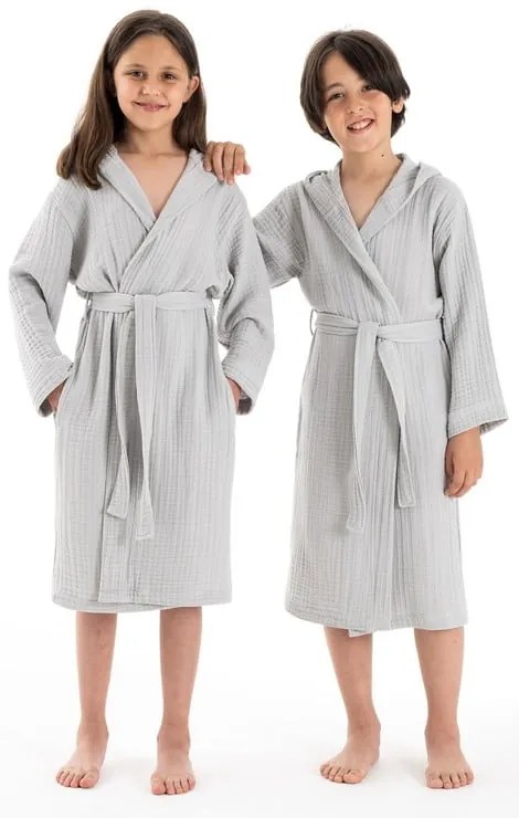 Сива муселинова детска хавлия размер 5-6 години Muslin – Foutastic