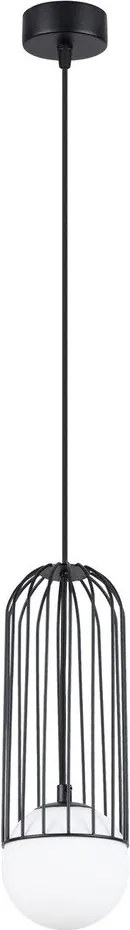 Бяло/черно висящо осветително тяло със стъклен абажур Belinda – Sollux