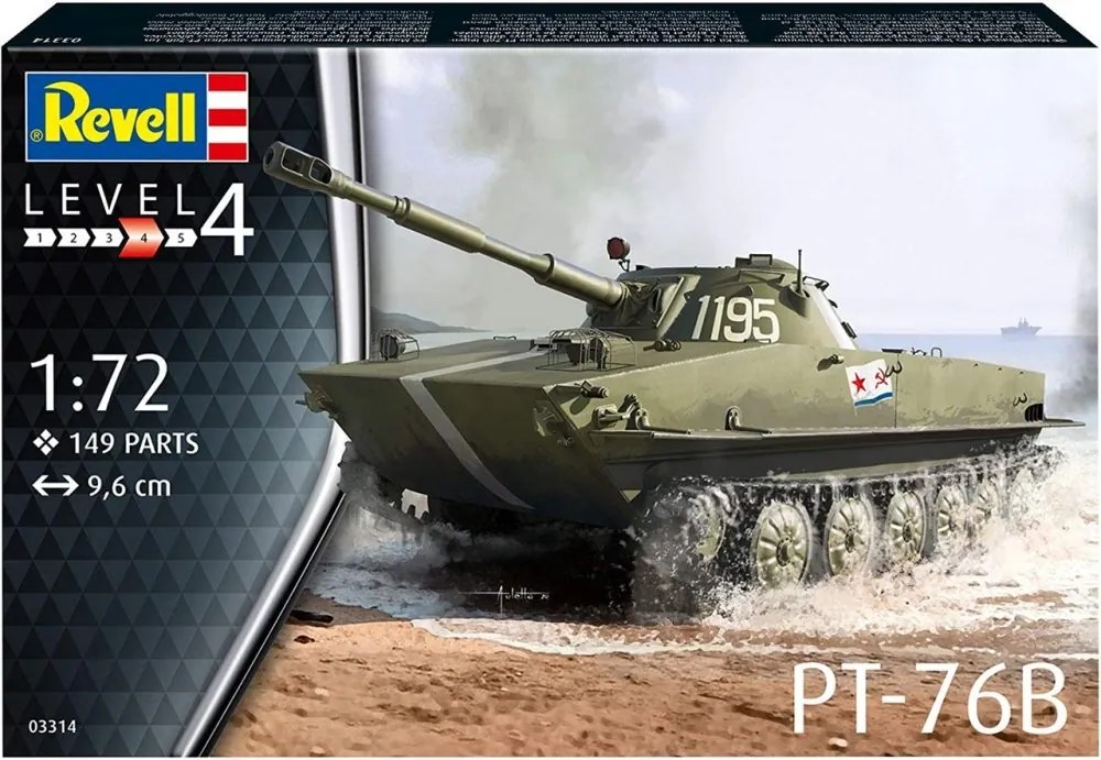 Revell - Сглобяем модел Съветски лек танк ПТ-76Б, 149 части R03314
