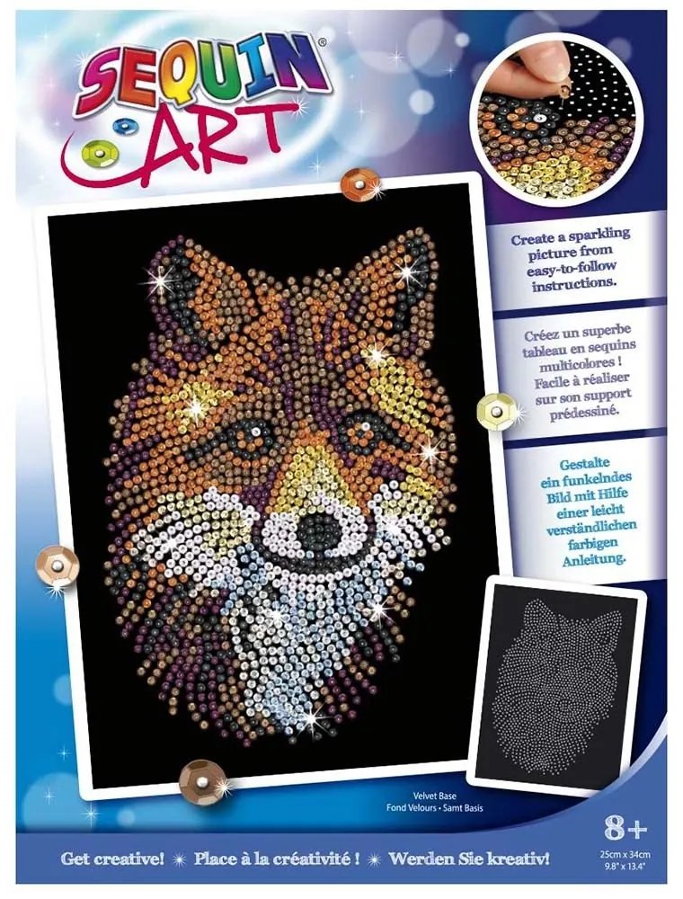 Sequin Art - Изкуство с пайети, синя серия, Червена лисица