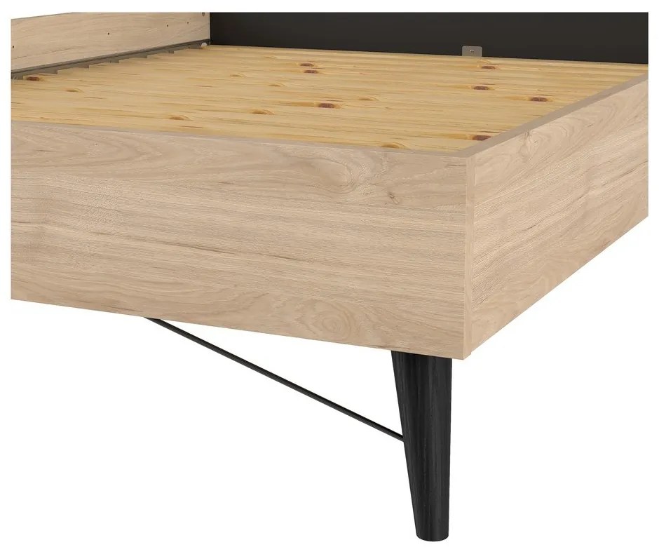 Двойно легло от дъбов декор с включена подматрачна рамка в естествен цвят 140x200 cm Ry – Tvilum