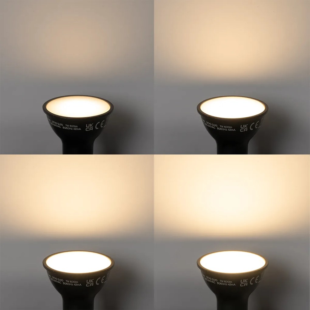 Комплект от 5 Смарт GU10 димируема LED лампа черна 7W 600 lm 3000K