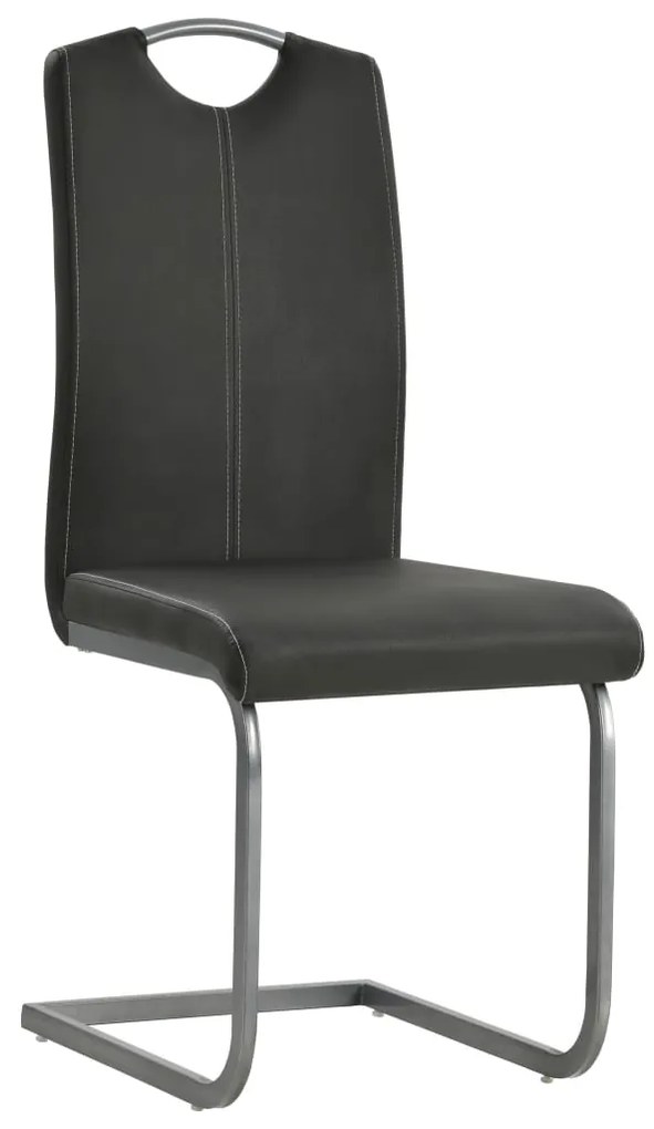 246191 vidaXL Конзолни трапезни столове, 2 бр, сиви, изкуствена кожа