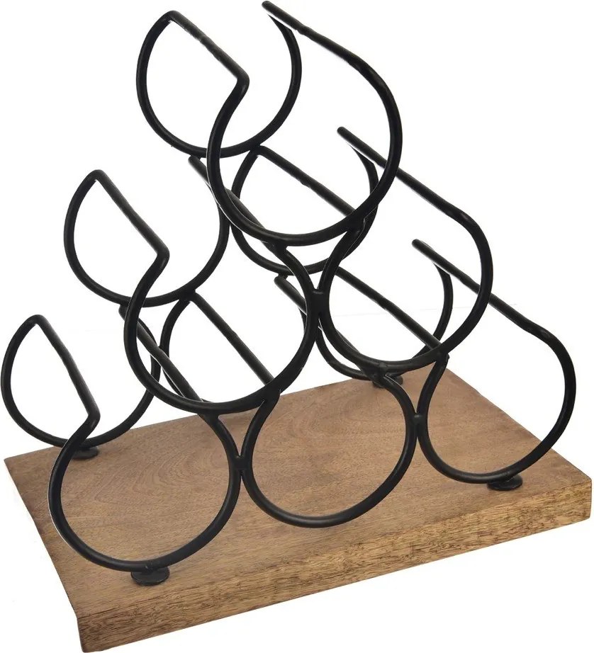 Дървена/метална стойка за вино брой бутилки 6 Black – Orion