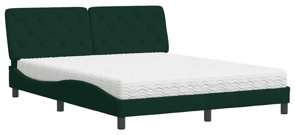 3208667 vidaXL Легло с матрак, тъмнозелено, 160x200 см, кадифе