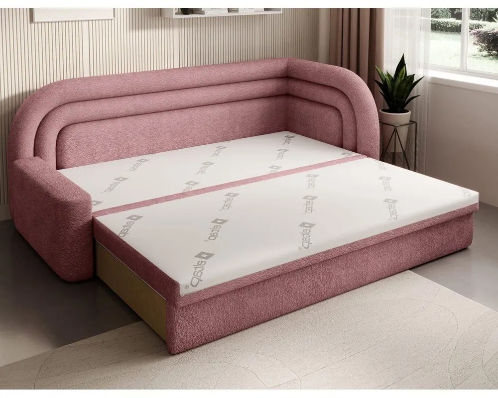 Розов шенилов сгъваем/с място за съхранение диван десен ъгъл 223 cm Fabillo – ELTAP