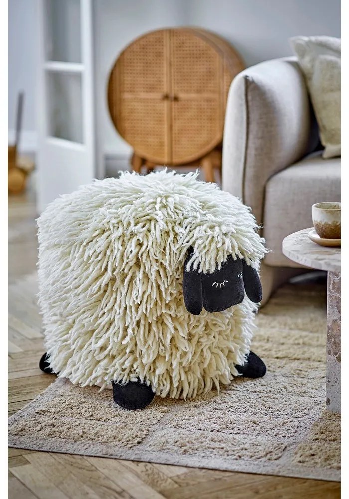 Кремав вълнен детски пуф Dolly – Bloomingville Mini