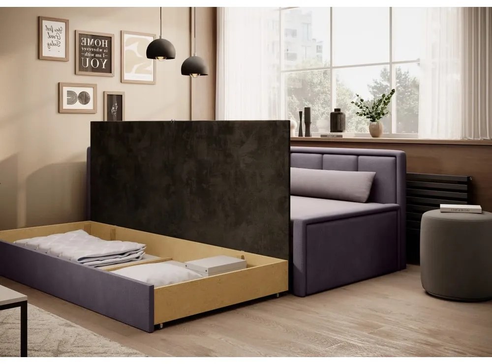 Розов шенилов сгъваем/с място за съхранение диван 214 cm Fulgeo – ELTAP