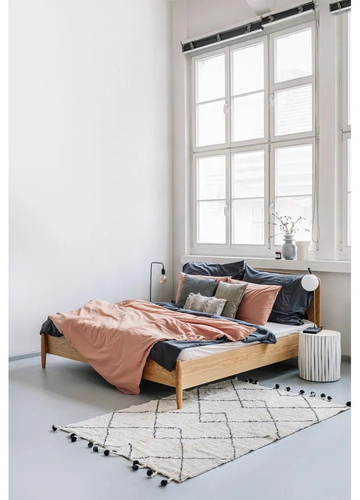 Естествено кафяво спално бельо за двойно легло от измит памук , 200 x 220 cm - Bonami Selection