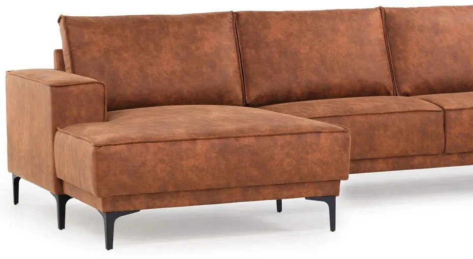 Кафяв ъглов диван от изкуствена кожа (ляв ъгъл) Copenhagen - Scandic