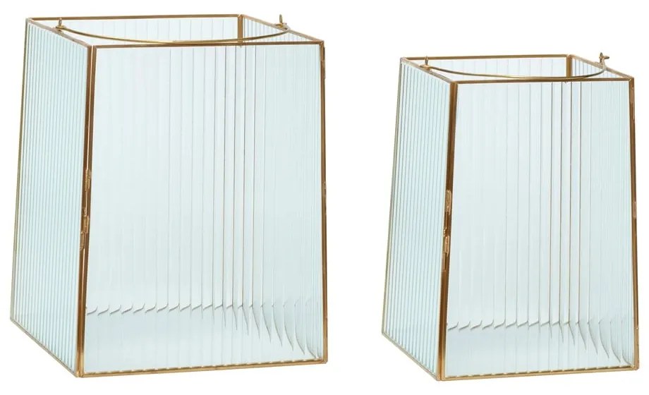 Стъклен фенер 2 бр. (височина 31 cm) Ripple – Hübsch