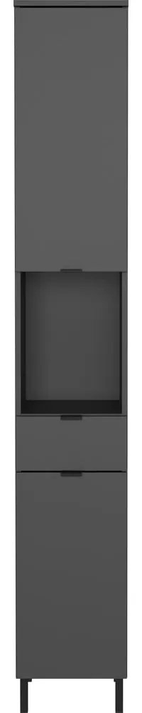 Антрацитен висок тесен шкаф за баня 30x190 cm Arcena – Germania