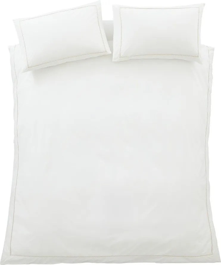 Бяло/бежово единично спално бельо от памук перкал 135x200 cm Contrast Trim – Bianca