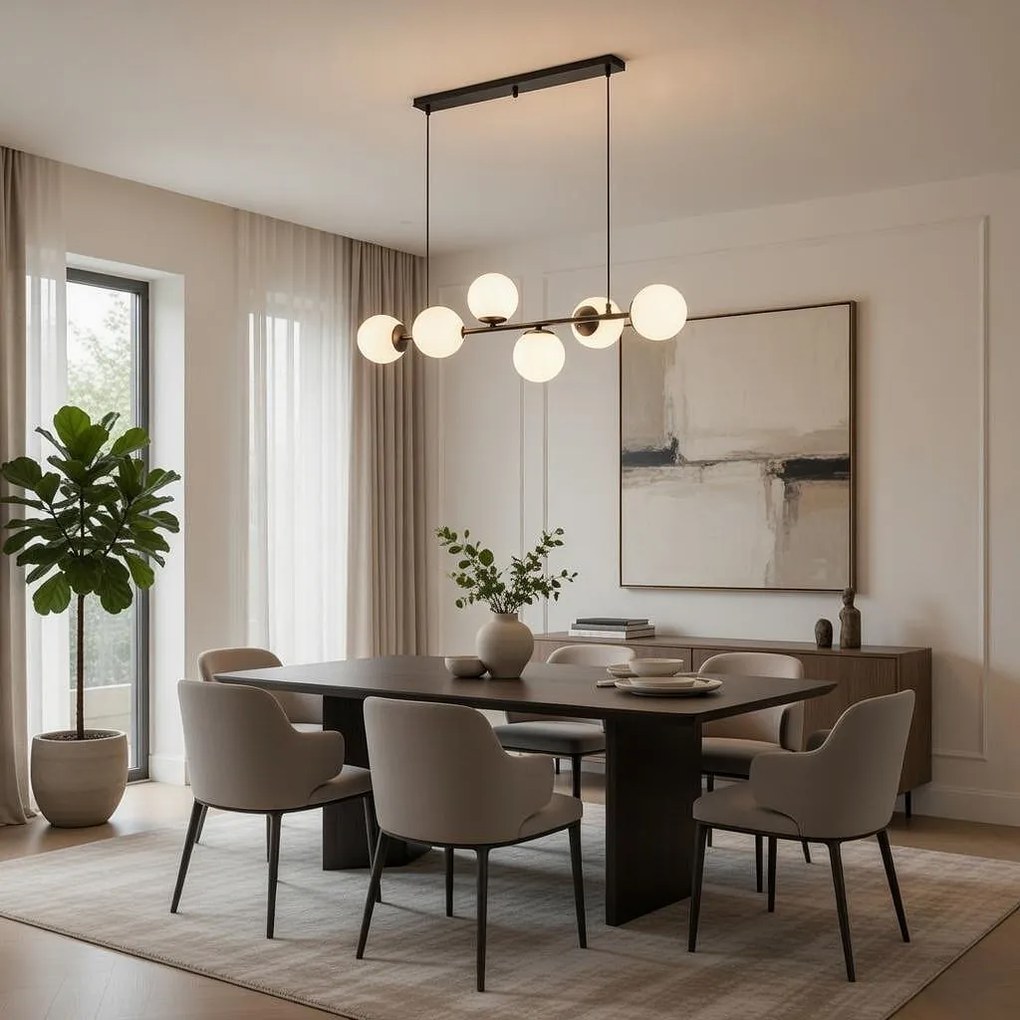 Полилей ФИОРЕ, черен/бял, 6xE27