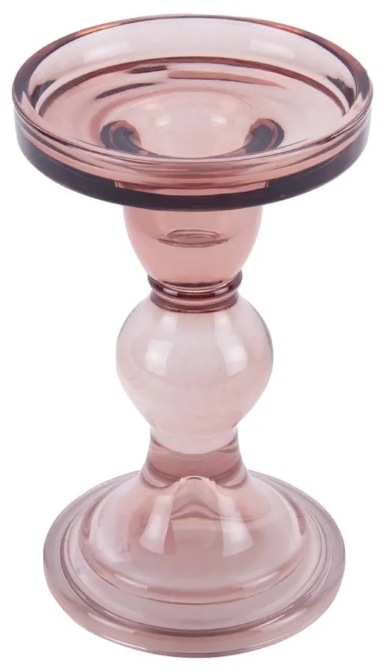Розов стъклен свещник Изкуство - PT LIVING