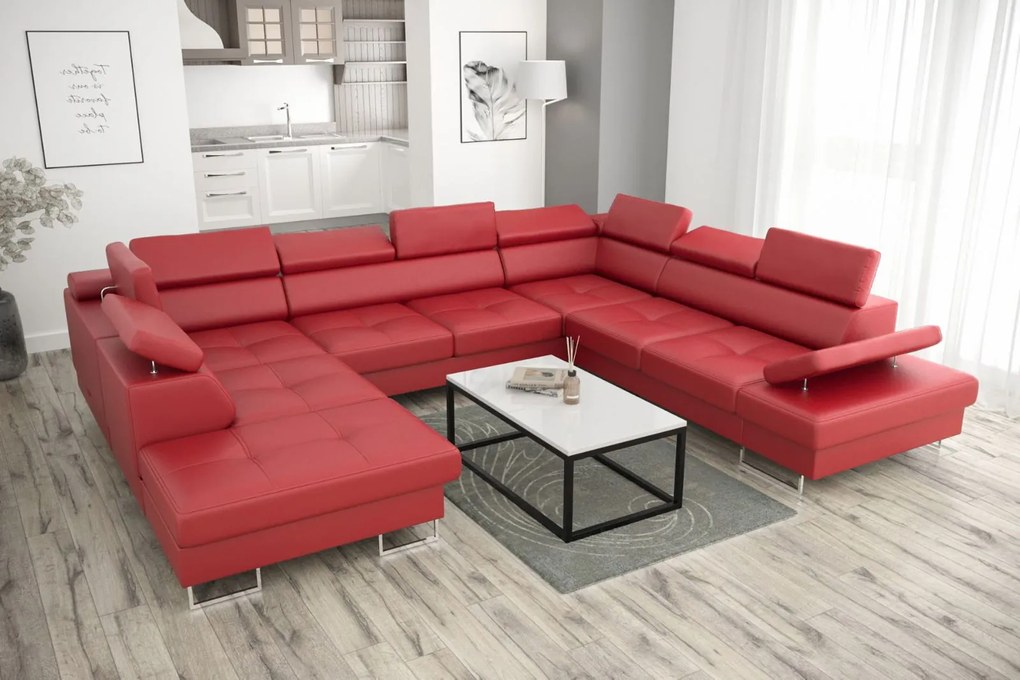 Ъглов диван Gelito Max I LTHR-Kokkino-Right