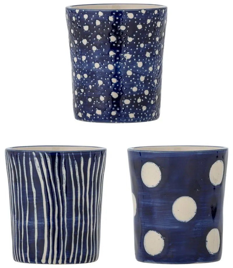 Тъмносини глинени чаши в комплект от 3 бр. за еспресо 190 ml Minoa – Bloomingville