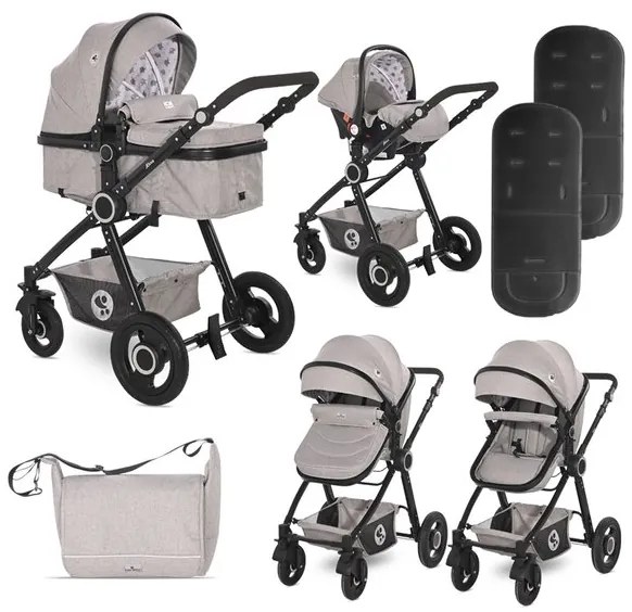 Комбинирана детска количка ALEXA SET LORELLI - Opaline Grey ELEPHANTS