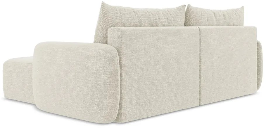 Кремав разтегателен ъглов диван с място за съхранение (десен ъгъл) Kalena – Makamii