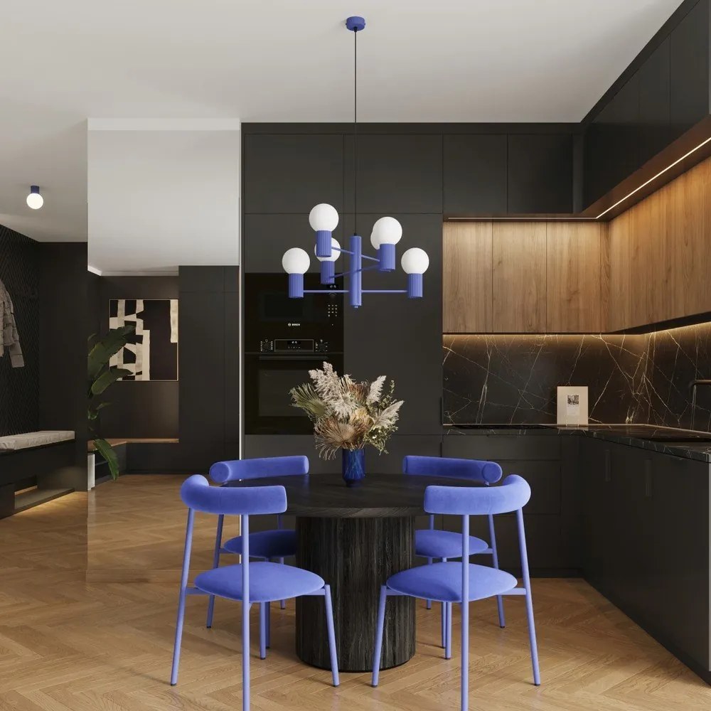 Синьо висящо осветително тяло със стъклен абажур Orbital – Sollux