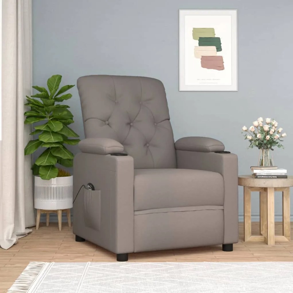 3098847 vidaXL Електрически реклайнер стол, таупе, текстил