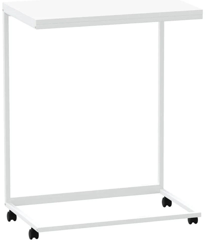 343103 vidaXL Помощна маса с колелца бяла 55x35x70 см инженерно дърво
