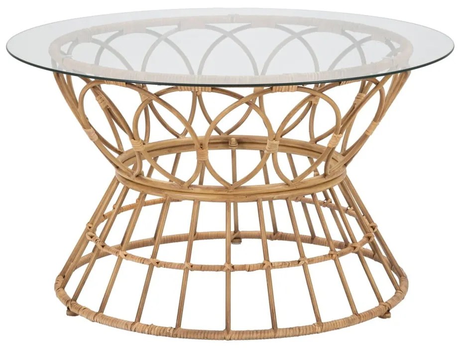 Кръгла масичка за кафе със стъклен плот в естествен цвят ø 75 cm Panama - Mauro Ferretti