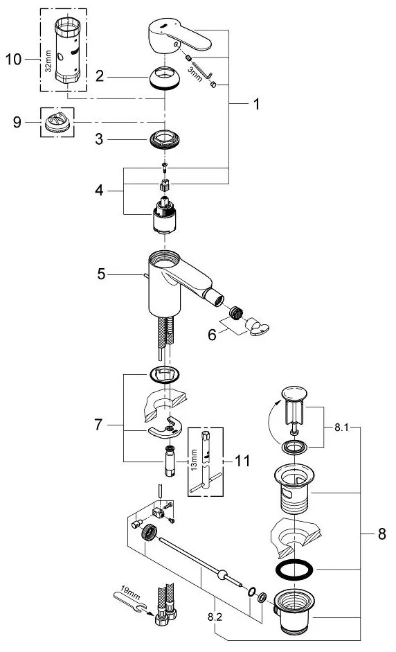 Смесител за биде Grohe Eurostyle Cosmopolitan