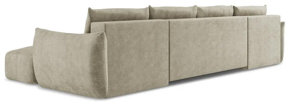 Бежов шенилов сгъваем ъглов диван (U форма) Leila – Makamii