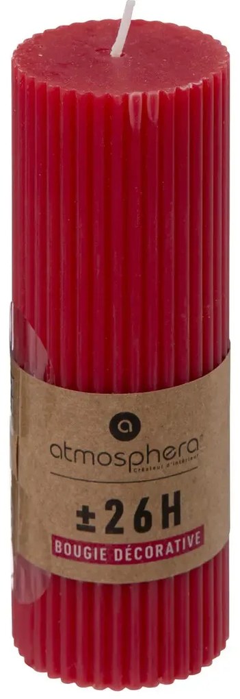 Свещ без аромат atmosphera Demi, Кръгла, 5x14 cm - Червен