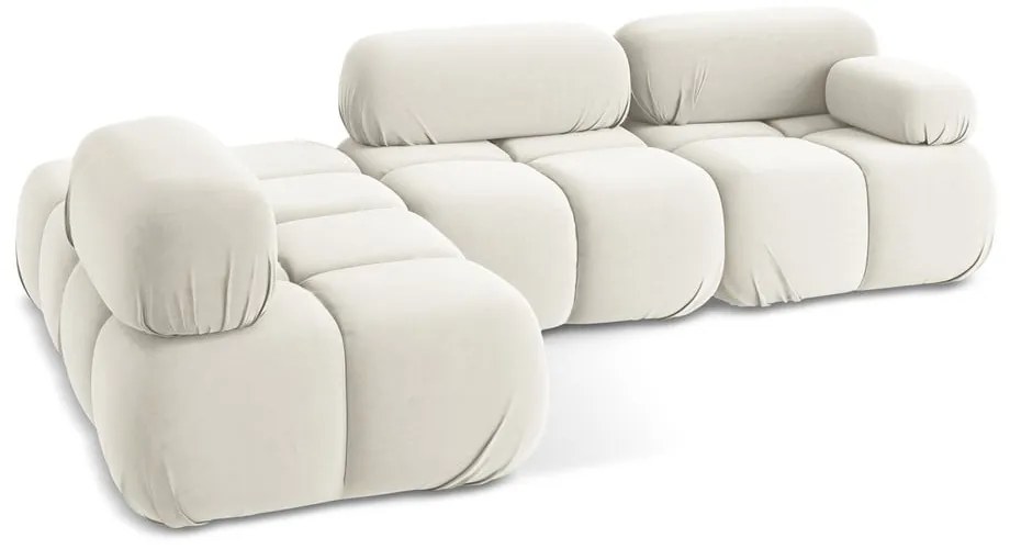 Бял кадифен модулен ъглов диван (ляв ъгъл) Lokua – Makamii