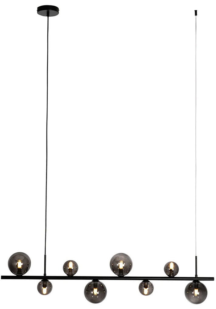 Черен висящ аплик с опушено стъкло овал 8-светлина - Monaco