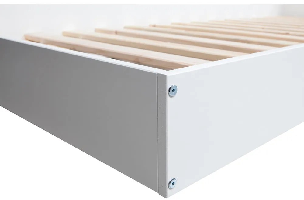 Бяло единично легло от борова дървесина, 90 x 200 cm Connect - WOOOD