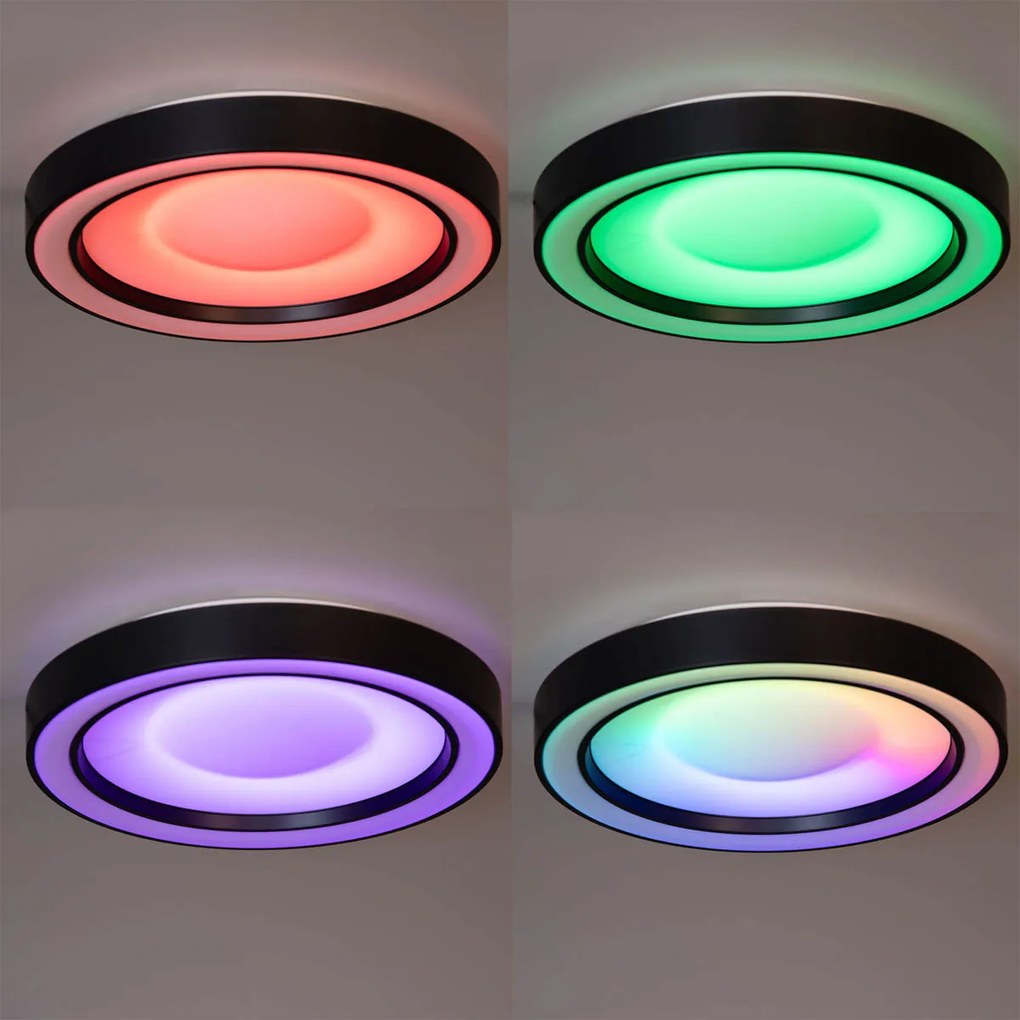 Таванна лампа черна с димируем RGBW LED и дистанционно управление - Arco