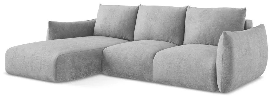 Светлосив шенилов сгъваем ъглов диван (ляв ъгъл) Leila – Makamii