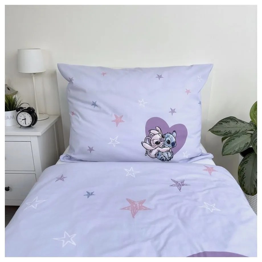 Единично детско памучно спално бельо 140x200 cm Lilo and Stitch "Heart" – Jerry Fabrics