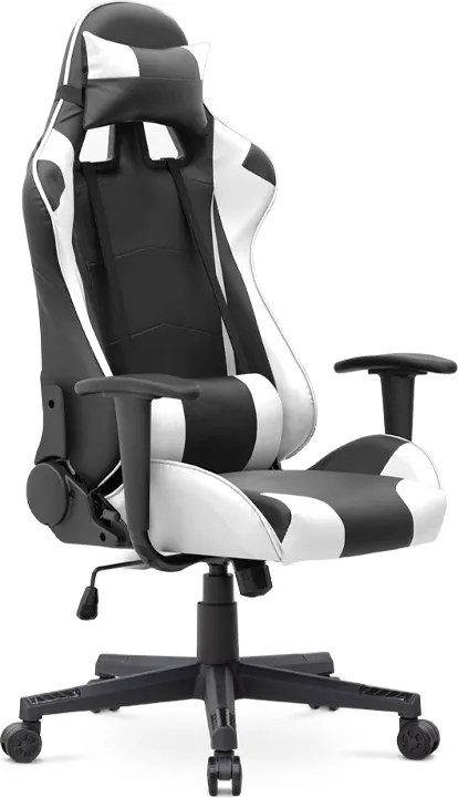 Офис игрално столче Alonso от PU кожа в бял - черен цвят 67x70x125/135см.