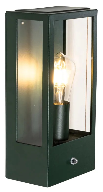 Външна стенна лампа тъмно зелена със сензор за здрач IP44 - Rotterdam