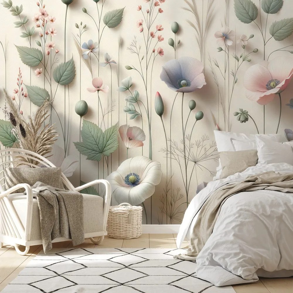 Тапет – Пастелни полски цветя