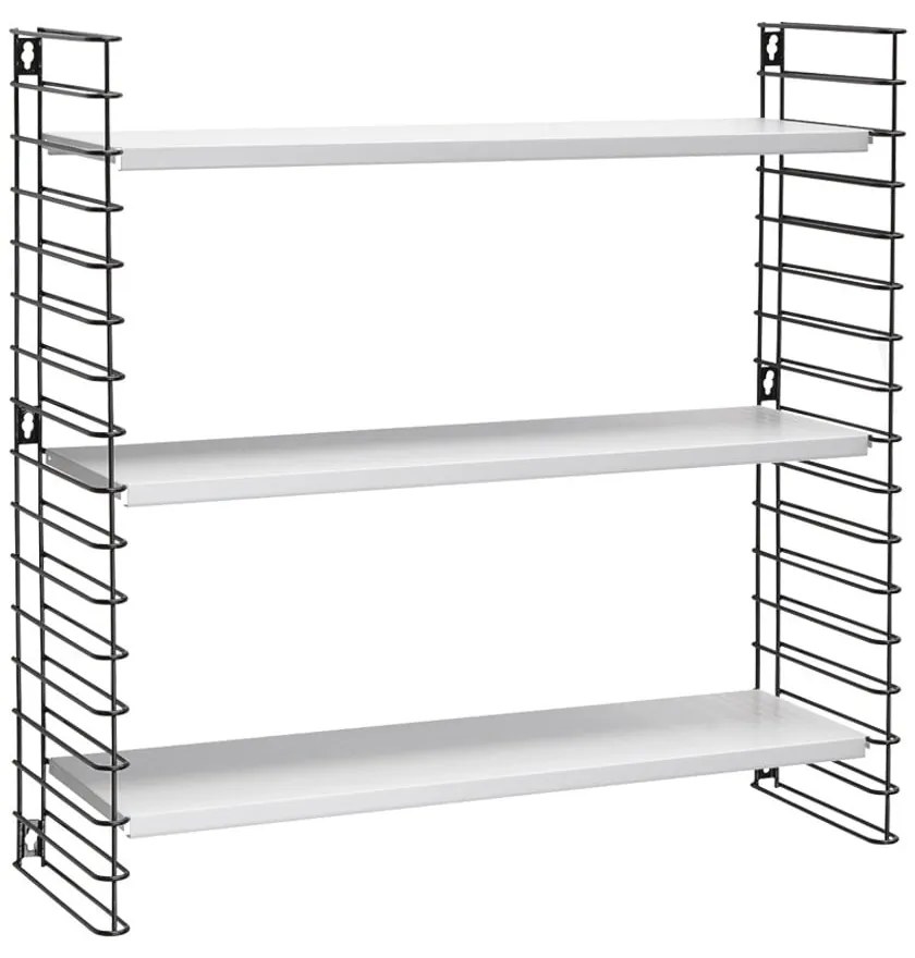 Черна триетажна етажерка с бели рафтове, широчина 70 cm Libro - Metaltex