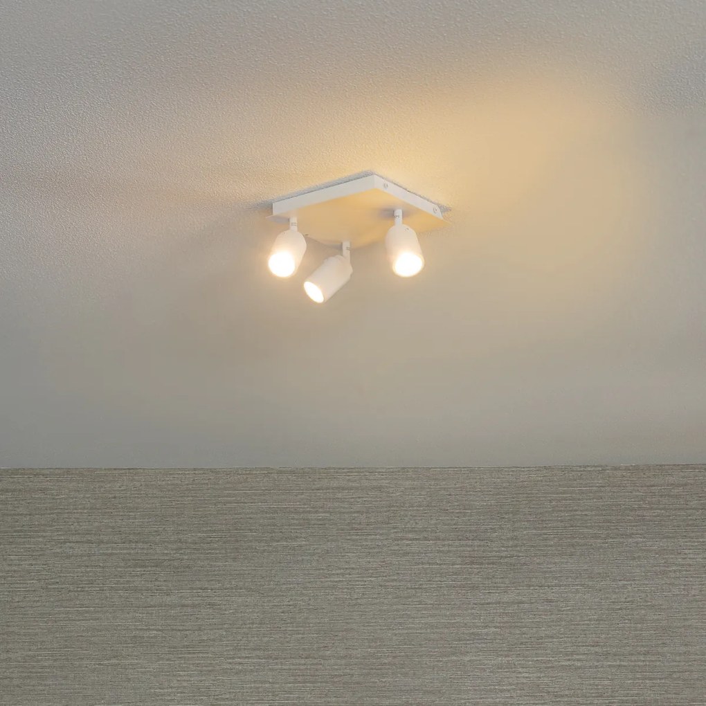 Интелигентен квадратен бял спот за баня с 3 светлини IP44 вкл. 3 Wifi GU10 50mm - Ducha