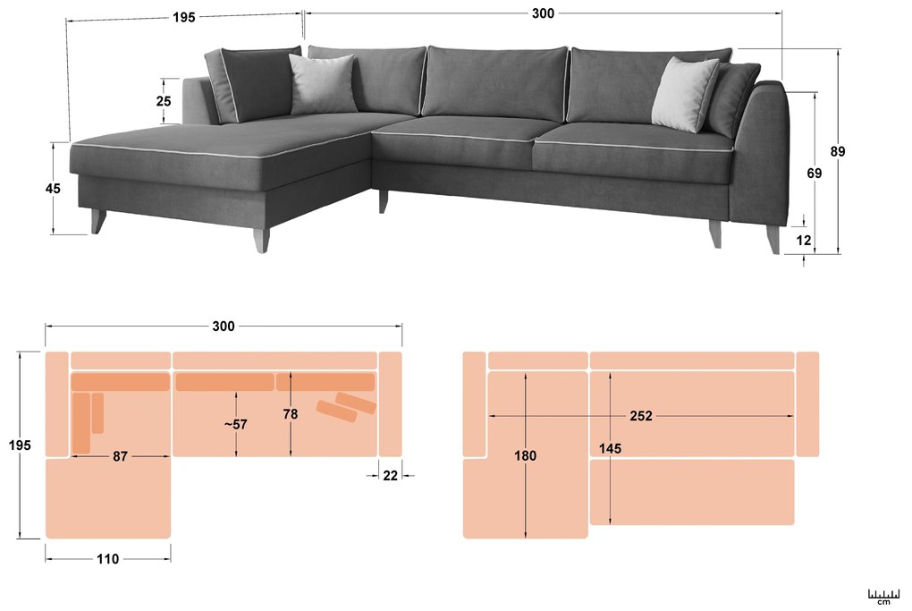 Разтегателен ъглов диван Болоня