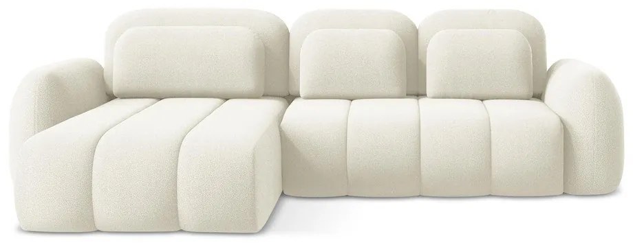 Бежов разтегателен ъглов диван с място за съхранение от букле (ляв ъгъл) Pele – Makamii