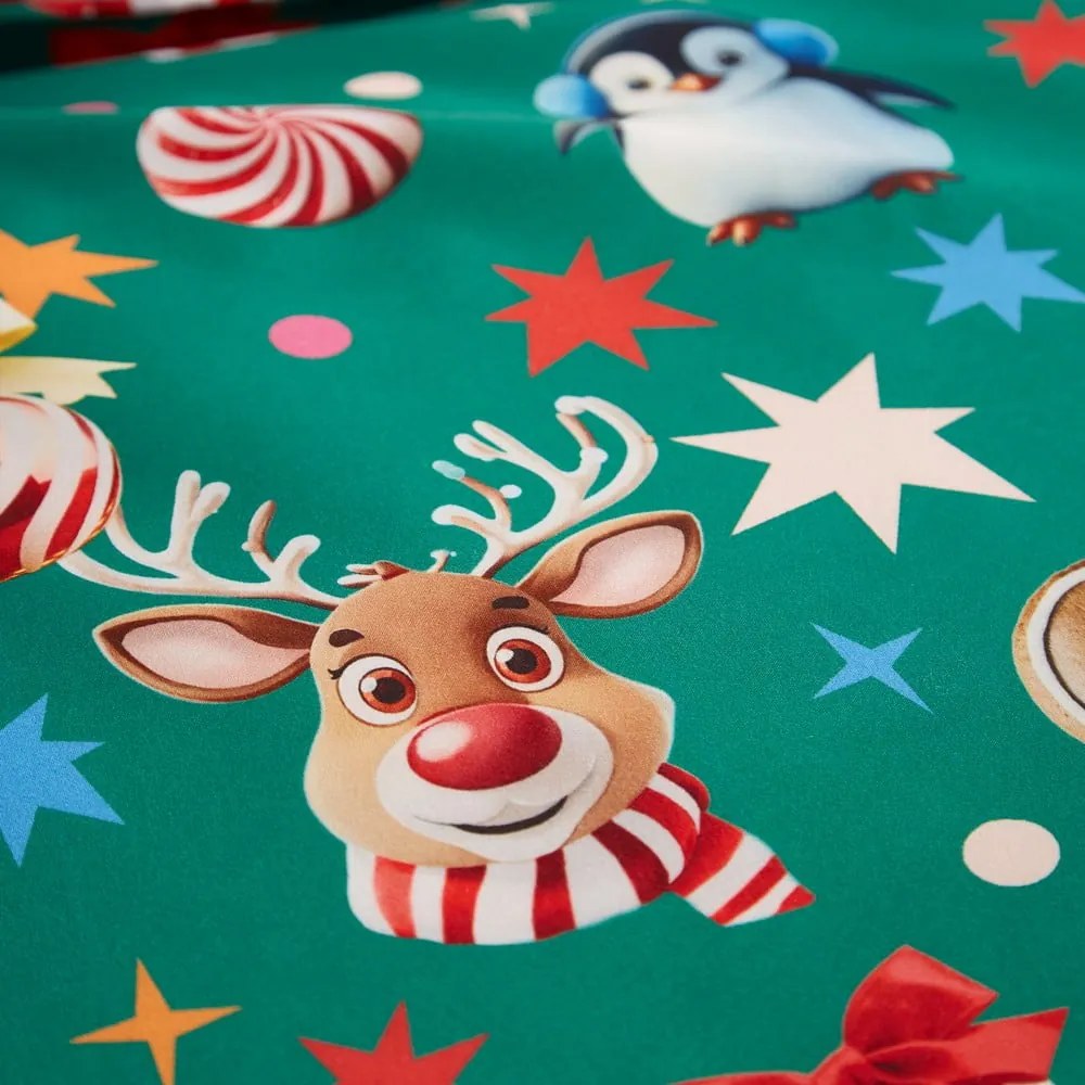 Зелено единично спално бельо 135x200 cm Christmas Icons – Catherine Lansfield