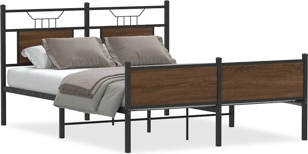 4107034 vidaXL Рамка за легло без матрак Кафяв дъб Инженерна дървесина