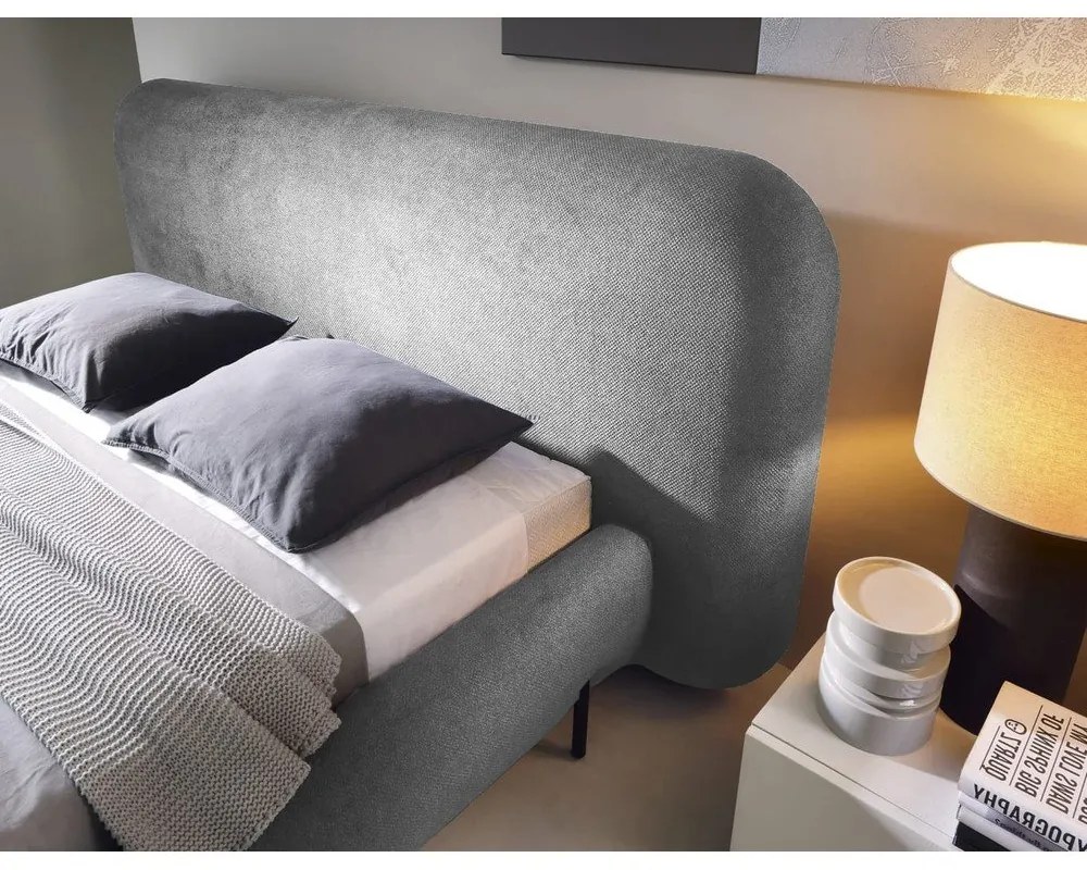 Сиво двойно легло 140x200 cm тапицирано с място за съхранение с включена подматрачна рамка Pointt – ELTAP